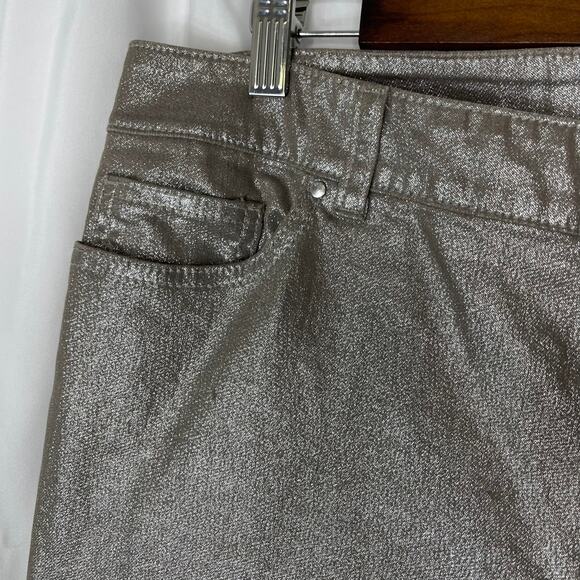 Chico's denim jeans women's 12 PLATINUM DENIM in METALLIC sterling khaki - Picture 2 of 16